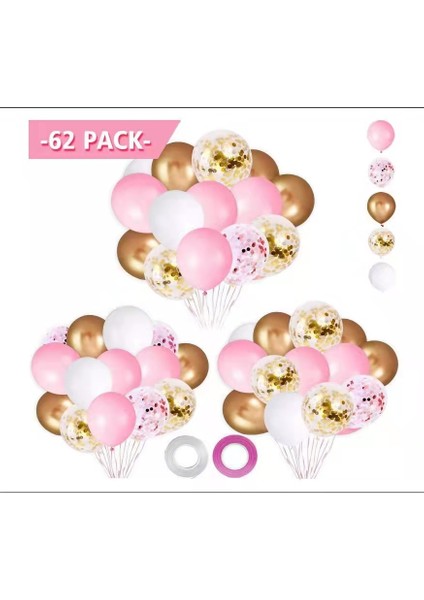 60 Paket Dekor Balonları Konfeti Balonları Partiler Için Kurdele Balonları