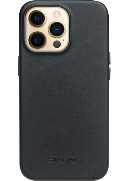 Qıalıno Apple Iphone 13 Pro Max Için Magsafe Şarjlı Deri Kaplamalı Koruyucu Telefon Kılıfı - Siyah (Yurt Dışından)
