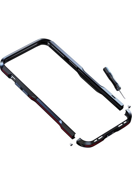 Apple Iphone 13 Pro Max 6.7 Inç Darbeye Dayanıklı Karbon Fiber Doku Galvanik Metal Telefon Kılıfı - Gümüş (Yurt Dışından)