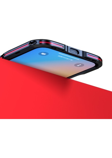 Apple Iphone 13 Pro Max 6.7 Inç Darbeye Dayanıklı Karbon Fiber Doku Galvanik Metal Telefon Kılıfı - Gümüş (Yurt Dışından)