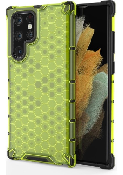 Galaxy S22 Ultra Için Petek Desenli Darbeye Dayanıklı Tpu + Pc Hibrit Telefon Kılıfı (Yurt Dışından)