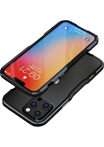 Apple Iphone 13 Pro Max 6.7 Inç Darbeye Dayanıklı Karbon Fiber Doku Galvanik Metal Telefon Kılıfı - Siyah (Yurt Dışından)