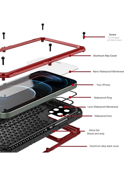 Apple Iphone 12 Pro Max 6.7 Inç Uyumlu Darbeye Dayanıklı Silikon Telefon Kılıf - Kırmızı (Yurt Dışından) indirimleri