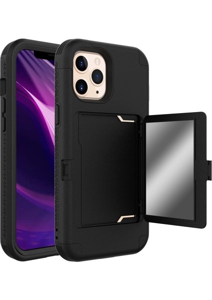 Apple Iphone 12 Pro Max 6.7 Inç Uyumlu Darbeye Dayanıklı Pc + Tpu Aynalı Telefon Kılıfı - Siyah (Yurt Dışından)