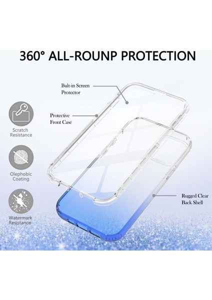 Apple Iphone 13 6.1 Inç Uyumlu Degrade Pc + Tpu Hibrit Telefon Kılıfı - Mavi (Yurt Dışından)