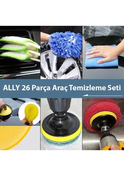 26 Parça Araç Içi Detaylı Temizlik Seti, Matkap Uçlu Ev, Araç Ultra Detaylı Temizlik Seti