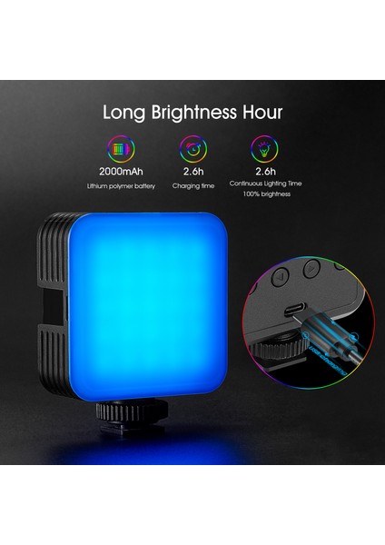 Rgb Video Işığı, RGB61 3 Soğuk Yuvalı 360° Tam Renkli LED Kamera Işığı, Crı 97+, 20 Sahne Modu, 2500K~8500K ( Yurt Dışından) indirimleri