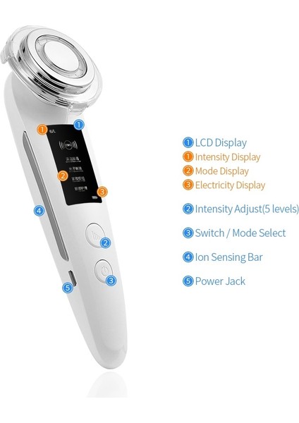 Rf Yüz Güzellik Makinesi Yüz Göz Cilt Kaldırma Sıkma Titreşim Masaj Cihazı Led Foton Gençleştirme Terapi Temizleme Aracı | Mikrosürret Cihazı (Beyaz) (Yurt Dışından)
