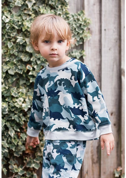Kamuflaj Dino Desenli Sweatshirt
