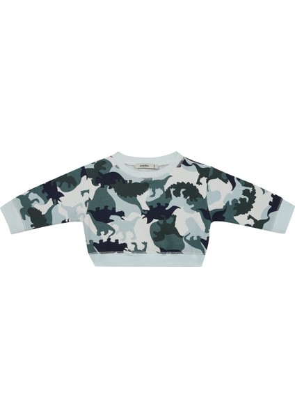 Kamuflaj Dino Desenli Sweatshirt