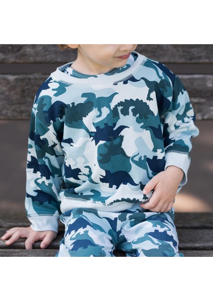 Kamuflaj Dino Desenli Sweatshirt