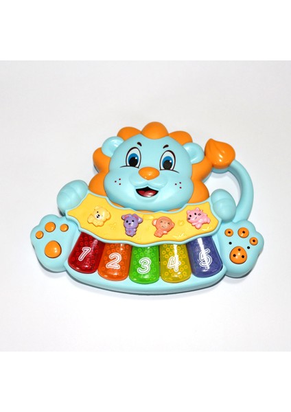 Aslan Figürlü Tuşlu Müzikli Oyuncağım Turkuaz