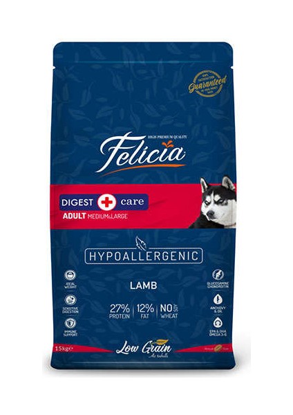 Düşük Tahıllı Kuzulu ve Pirinçli Yetişkin Köpek Maması 15 kg