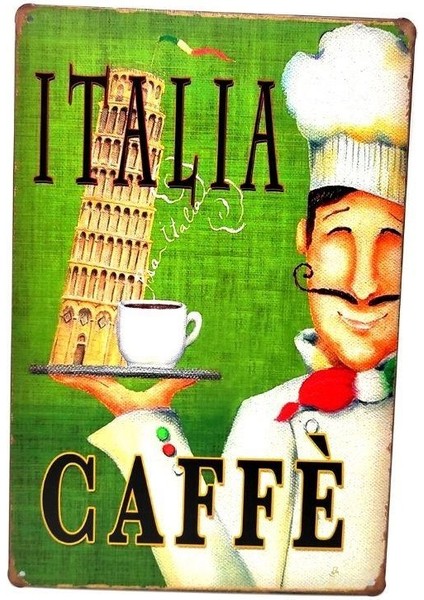 Dekoratif Plaka Italia Coffee