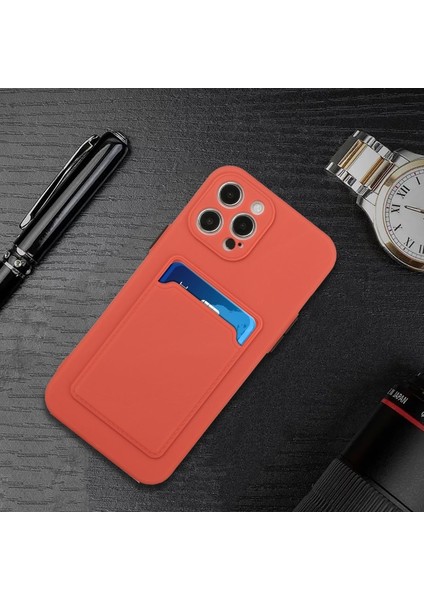iPhone 12 Pro Max 6.7 Inç Uyumlu Kart Yuvalı Yumuşak Tpu Telefon Kılıfı - Koyu Kırmızı (Yurt Dışından) indirimleri