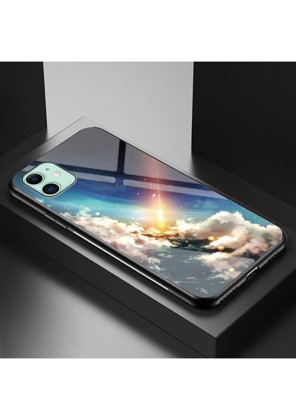 iPhone 11 6.1 Inç Uyumlu Gökyüzü Desenli Temperli Cam + Pc + Tpu Telefon Kılıfı - Çok Renkli (Yurt Dışından)