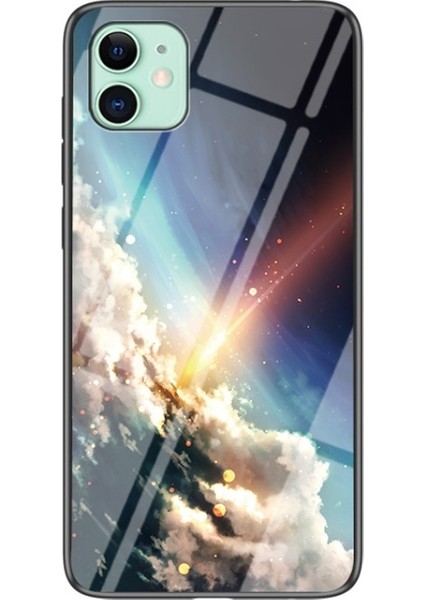 iPhone 11 6.1 Inç Uyumlu Gökyüzü Desenli Temperli Cam + Pc + Tpu Telefon Kılıfı - Çok Renkli (Yurt Dışından)