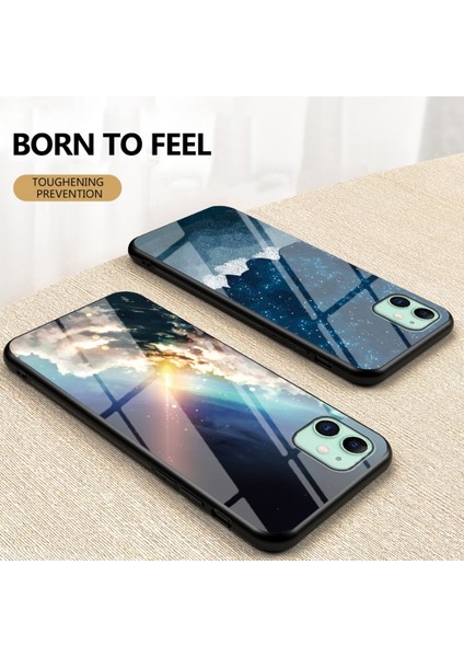 iPhone 11 6.1 Inç Uyumlu Gökyüzü Desenli Temperli Cam + Pc + Tpu Telefon Kılıfı - Çok Renkli (Yurt Dışından)