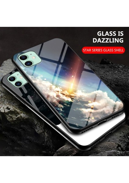 iPhone 11 6.1 Inç Uyumlu Gökyüzü Desenli Temperli Cam + Pc + Tpu Telefon Kılıfı - Çok Renkli (Yurt Dışından)