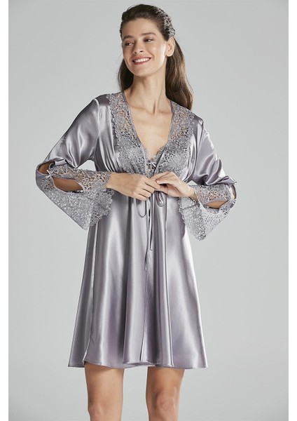 6625 Altılı Saten Gecelik - Sabahlık Takımı fırsatları