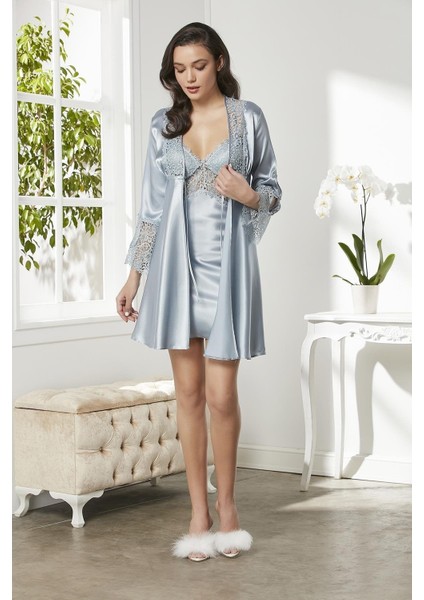 6625 Altılı Saten Gecelik - Sabahlık Takımı fiyatları