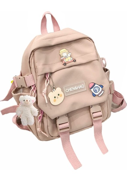 Kawaii Sırt Çantası Kız Okul Çantası Su Geçirmez Naylon Kawaii Kolye ile Sevimli Pin Mini Sırt Çantası (Yurt Dışından)