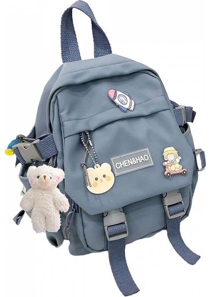 Kawaii Sırt Çantası Kız Okul Çantası Su Geçirmez Naylon Kawaii Kolye ile Sevimli Pin Mini Sırt Çantası (Yurt Dışından)