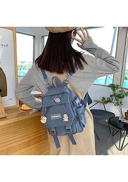 Kawaii Sırt Çantası Kız Okul Çantası Su Geçirmez Naylon Kawaii Kolye ile Sevimli Pin Mini Sırt Çantası (Yurt Dışından) fırsatları