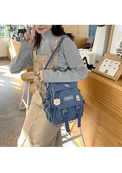 Kawaii Sırt Çantası Kız Okul Çantası Su Geçirmez Naylon Kawaii Kolye ile Sevimli Pin Mini Sırt Çantası (Yurt Dışından) indirimleri