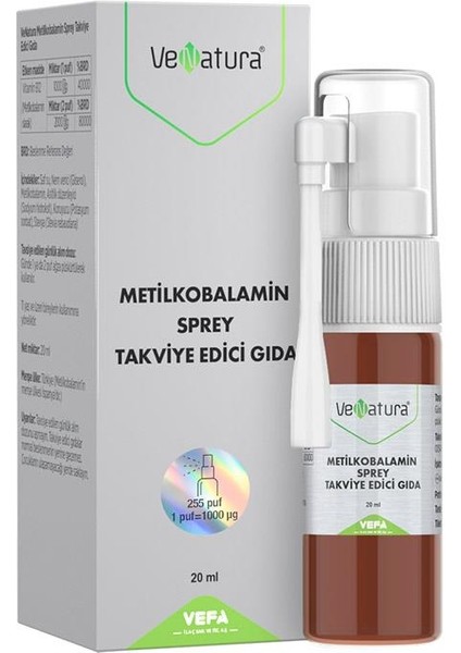 Metilkobalamin Sprey Takviye Edici Gıda 20 ml