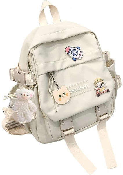 Kawaii Sırt Çantası Kız Okul Çantası Su Geçirmez Naylon Kawaii Kolye ile Sevimli Pin Mini Sırt Çantası (Yurt Dışından)
