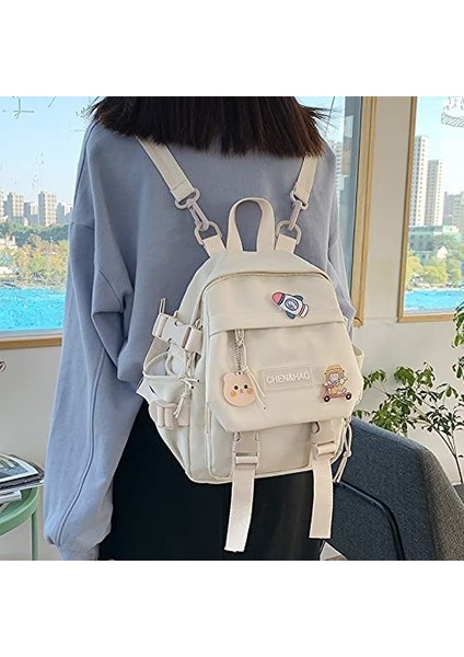 Kawaii Sırt Çantası Kız Okul Çantası Su Geçirmez Naylon Kawaii Kolye ile Sevimli Pin Mini Sırt Çantası (Yurt Dışından) fiyatları