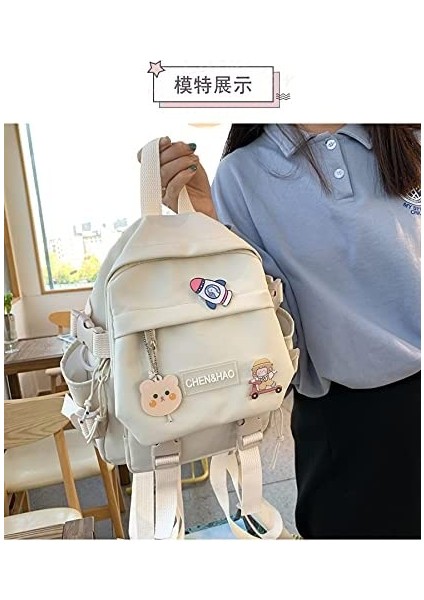Kawaii Sırt Çantası Kız Okul Çantası Su Geçirmez Naylon Kawaii Kolye ile Sevimli Pin Mini Sırt Çantası (Yurt Dışından) indirimleri