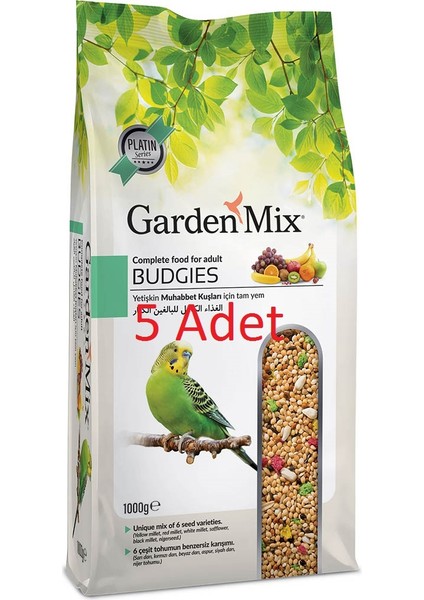 Gardenmix Platin Meyveli Muhabbet Kuş Yemi 1kg x 5 Adet