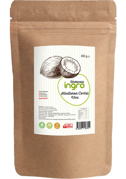 Ingro Glutensiz Hindistan Cevizi Unu 450 G