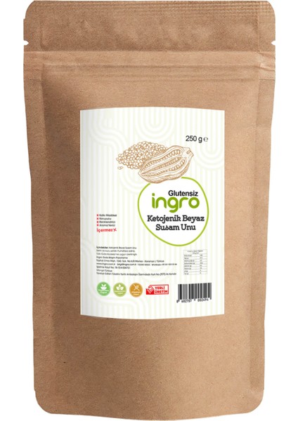 Ingro Glutensiz Ketojenik Beyaz Susam Unu 250 G