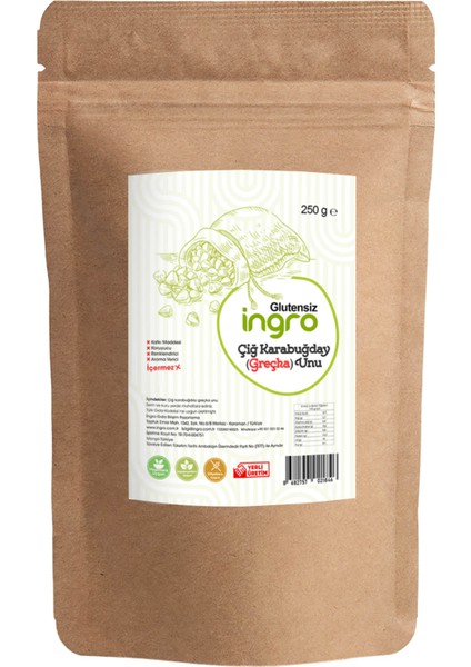 Ingro Glutensiz Çiğ Karabuğday Unu (Greçka Unu) 250 G