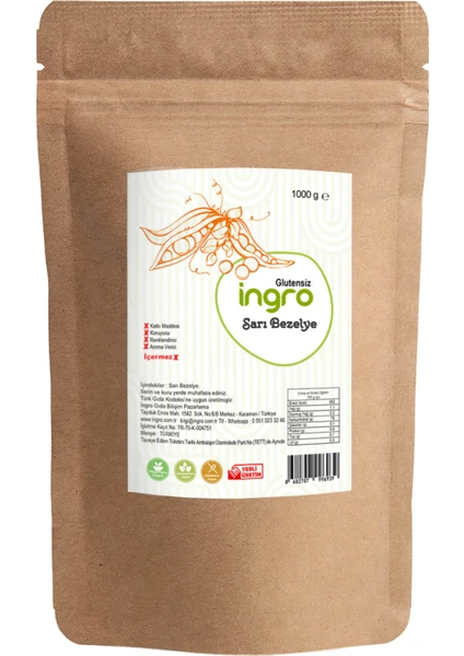 Ingro Glutensiz Sarı Bezelye 1000 G