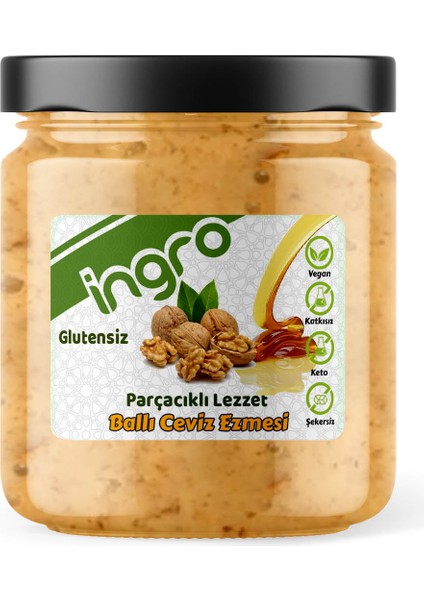 Ingro Glutensiz Ballı Ceviz Ezmesi (Parçacıklı Lezzet) 380 G