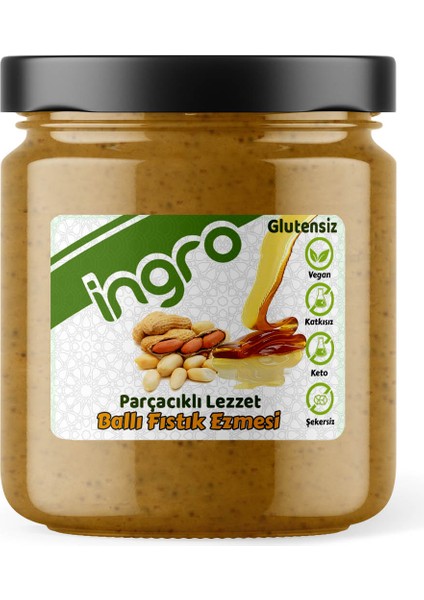 Ingro Glutensiz Ballı Fıstık Ezmesi (Parçacıklı Lezzet) 380 G