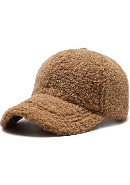 Trendy Streetwear Katı Rüzgar Geçırmez Yün Teddy Beyzbol Şapkaları Kadın Erkek Sıcak Kış Beyaz Kuzu Yünü Yüz Şapkası Casquette Femme (Yurt Dışından)
