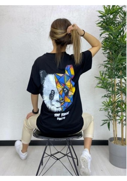 Iamokstore Panda Baskılı Oversize Tişört