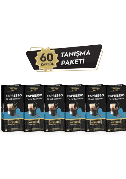 Nespresso Uyumlu Kapsül Kahve Decaf Kafeinsiz 6'lı 60 Kapsül