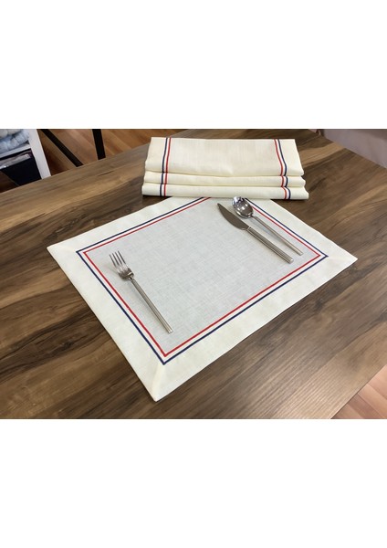 Oya Home Çift Pikolu Amerikan Servis Set -6 Lı- Kırmızı & Lacivert