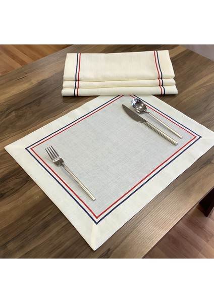 Oya Home Çift Pikolu Amerikan Servis Set -6 Lı- Kırmızı & Lacivert