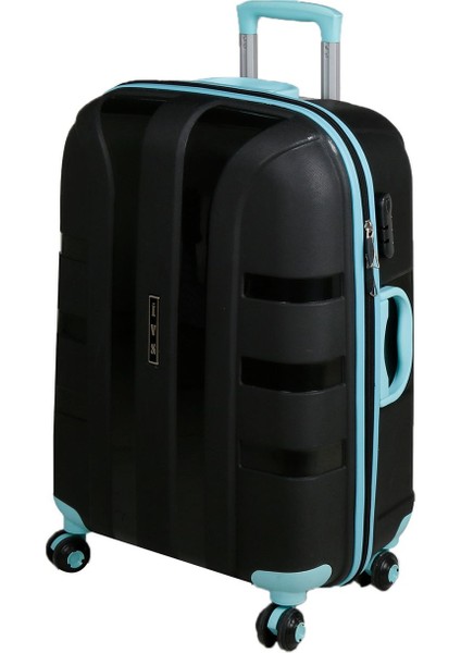 Siyah Turkuaz Valiz Kabin Boy Kabin Boy Seyahat Çantası PP1010-014-S