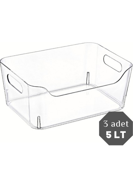 Nandy Home 5 lt Clear Buzdolabı & Dolap İçi Düzenleyici Organizer 3 Adet 27 x 19 x 11.5 cm