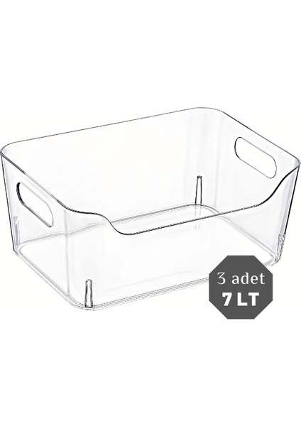 Nandy Home 7 lt Clear Buzdolabı & Dolap İçi Düzenleyici Organizer 3 Adet 30.5 x 21.5 x 12.5 cm