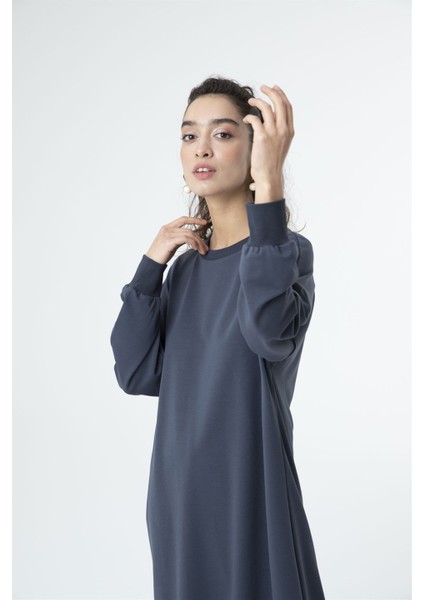 30645 Bisiklet Yaka 2 Iplik Uzun Diz Altı Tunik French Navy fırsatları