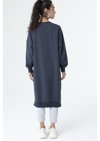 30645 Bisiklet Yaka 2 Iplik Uzun Diz Altı Tunik French Navy fiyatları